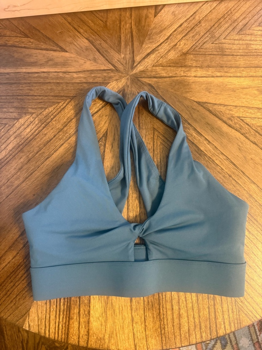 Fabletics Teal Twist-Front Sports Bra